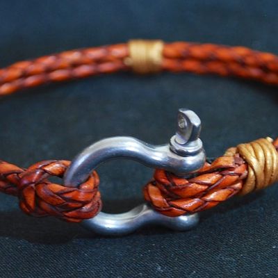 BRAND NEW Unisex Nautical Bracelet GENUINE LEATHER 8" SUPERB! (Shkl)