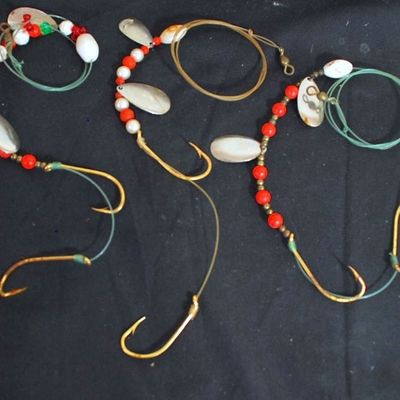 Lot of 17 Live Bait Beaded Rigs / Flounder / Flatfish / Bottom Fishing Rigs (Pud5)