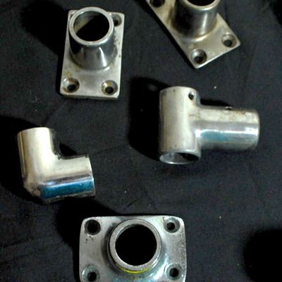 Lot of Stainless Steel Bow Rail / Railing / Pulpit / Bimini Top Boat Fittings & Parts (Fru4)