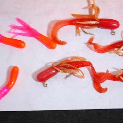 Lot of Tiny Tubi and Grub Jigs & Jigheads in 2-Sided Tackle Box ALL FOR 1 MONEY (Cce45)