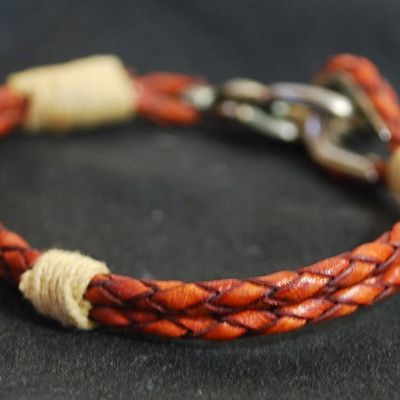 BRAND NEW Unisex Nautical Bracelet GENUINE LEATHER 8" SUPERB! (Clp)