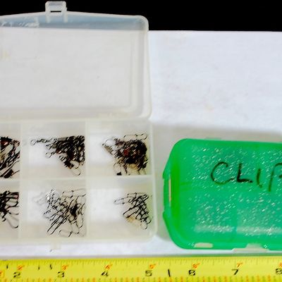 Great Lot! 2 Compact Tackle Boxes with Hooks, Clips & Swivels! VERY COOL! (Axt5)