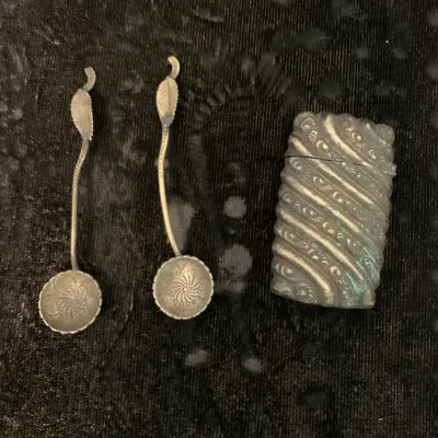 Sterling Silver Lighter & 2 Spoons