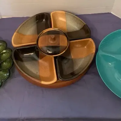 Lazy Susan, Chip And Dip Bowl And Deviled Egg Tray 