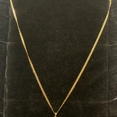 18K Chain With Possibly Jade Necklace 