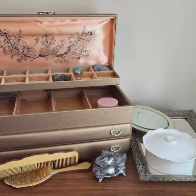 Vintage Jewelry Box and Other Beauty Accessories