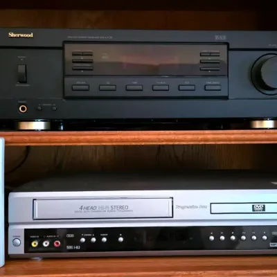 Sherwood Stereo Receiver, Sansui VHS/DVD & (2) Auvio Speakers 