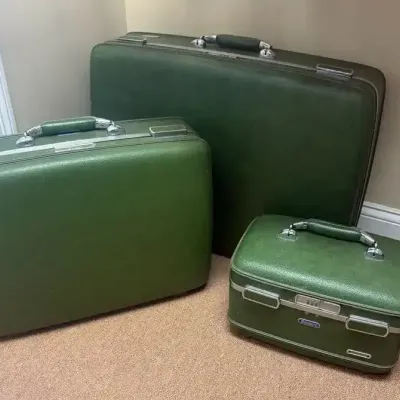 Set of (3) Vintage Green Escort Suitcases