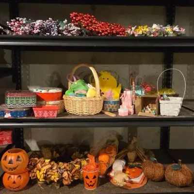 (3) Shelves of Holiday Decor 