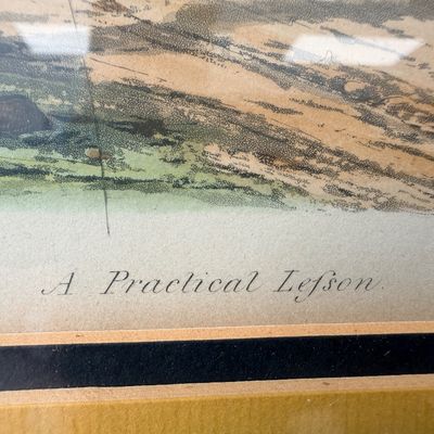 C.B. Newhouse A Practical Lesson Antique Hand-Colored Coaching Aquatint, 1834