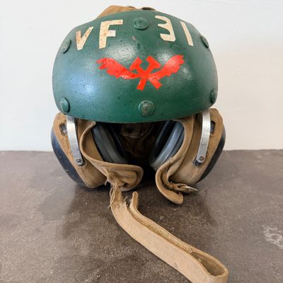 Vintage 1968 U.S. Navy Flight Deck Crewman Protective Helmet – USS Intrepid VF-31 Tomcatters