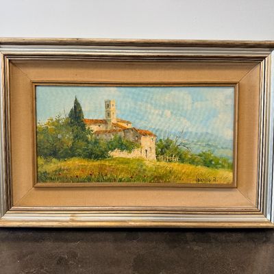 Antonietta Varallo “Paese Toscano” 1976 Signed Italian Oil Painting