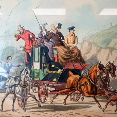C.B. Newhouse A Practical Lesson Antique Hand-Colored Coaching Aquatint, 1834