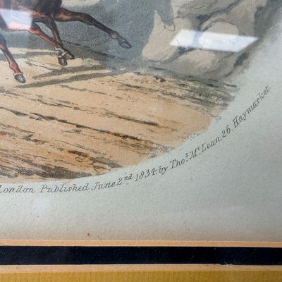 C.B. Newhouse A Practical Lesson Antique Hand-Colored Coaching Aquatint, 1834