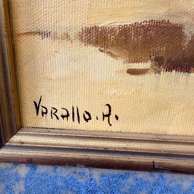 Antonietta Varallo Signed Italian Oil on Canvas – "Grandfather & Child"