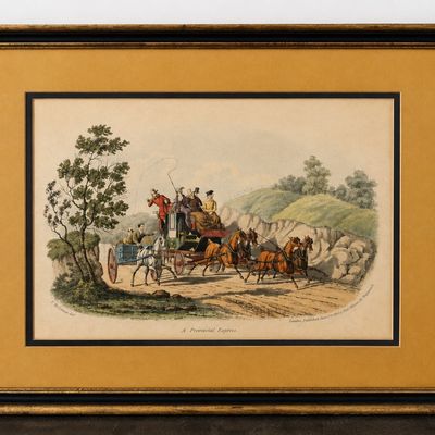 C.B. Newhouse A Practical Lesson Antique Hand-Colored Coaching Aquatint, 1834