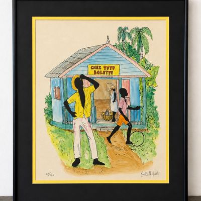 Mari Betty Haitian “Chez Toto Borlette” Hand-Colored Print 28/120