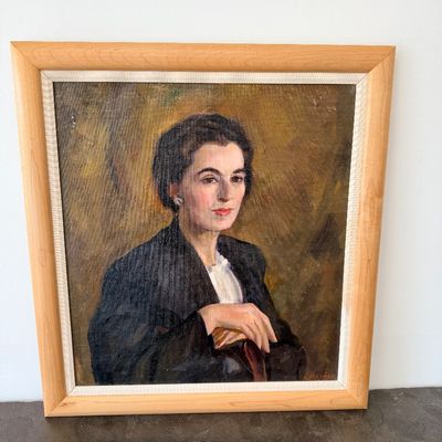 Marian D. Harris 1949 “Portrait of Joanne Kundell” Original Oil Painting Description: