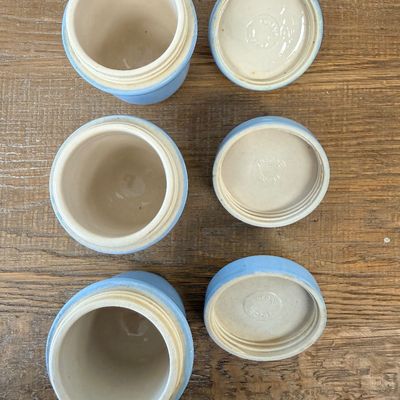 Lot of 5 Antique 1920s Ceramic Screw-Top Egg Coddlers