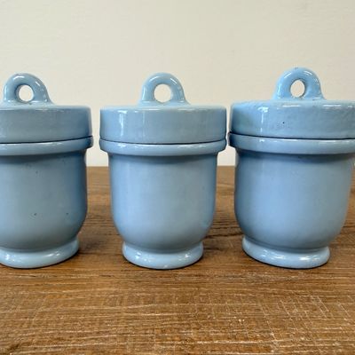 Lot of 5 Antique 1920s Ceramic Screw-Top Egg Coddlers