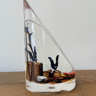 Vintage Goldfeder Canadian Geese Lucite Diorama Paperweight
