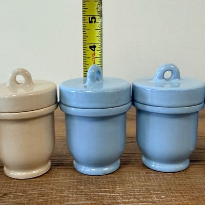 Lot of 5 Antique 1920s Ceramic Screw-Top Egg Coddlers