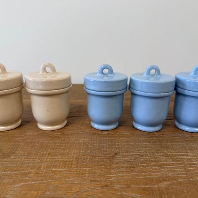 Lot of 5 Antique 1920s Ceramic Screw-Top Egg Coddlers