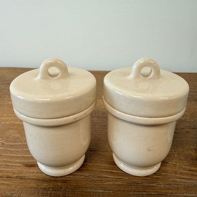 Lot of 5 Antique 1920s Ceramic Screw-Top Egg Coddlers
