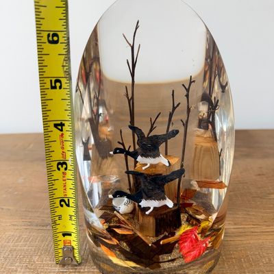 Vintage Goldfeder Canadian Geese Lucite Diorama Paperweight