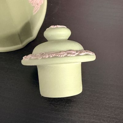 Wedgwood Sage Green Jasperware 1981 Royal Wedding Tea Caddy Jar with Lid