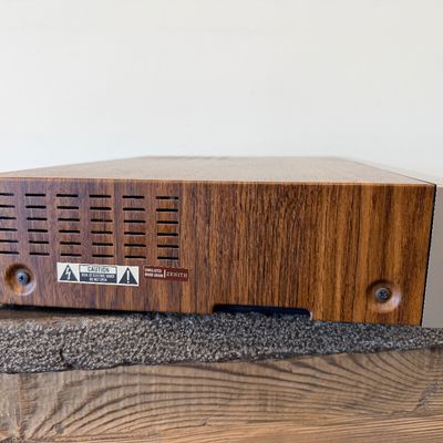 Sale Photo Thumbnail #21: Vintage Zenith 4-Head VHS HQ video cassette recorder (VCR), model VR 1825. Features a simulated wood grain cabinet, front drop-down control panel with timer programming instructions, RCA video/audio inputs and outputs, and coaxial antenna connections. Ser