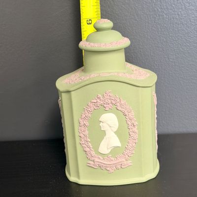 Wedgwood Sage Green Jasperware 1981 Royal Wedding Tea Caddy Jar with Lid