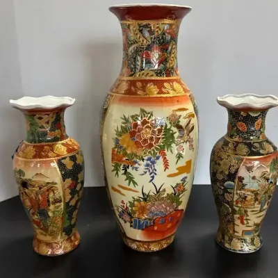 Japanese Satsuma-style porcelain vases