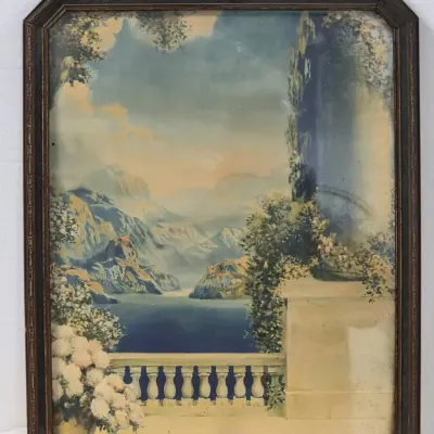 Art Deco Veranda on Lake Antique Art Print, R. Atkinson Fox