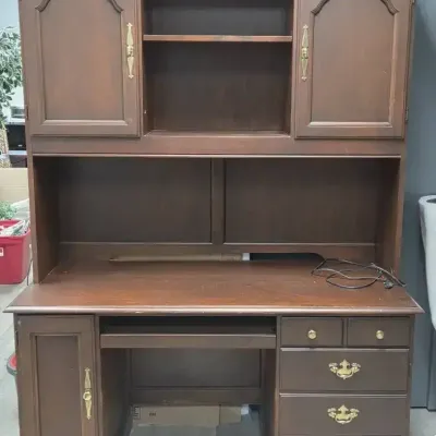 Wood Computer Desk With Match Top Hutch