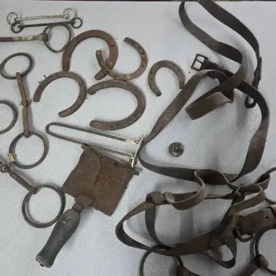 Antique Rusted Iron Horse Tack Items