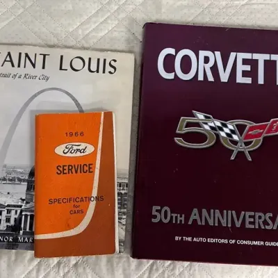 Corvette 50th Anniversary Book, 1966 Ford Service Book, Saint Louis Portrait Of A River City