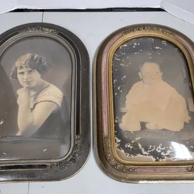 Antique Bubble Glass Picture Frames