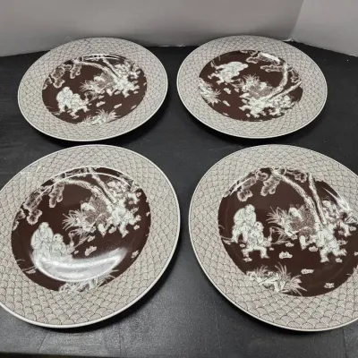 Vintage Brown and White Decorative Plates 