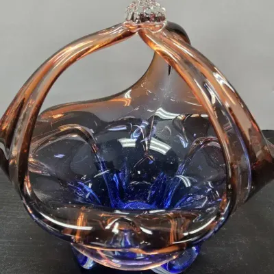 Vintage Italian Murano Art Glass Basket