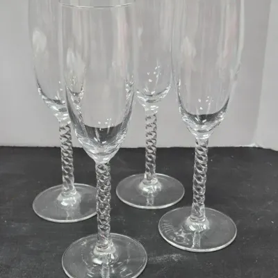 Vintage Cristal D'Arques-Durand Angelique Fluted Champagne Glasses