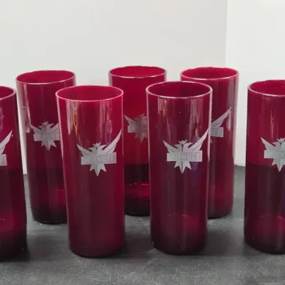 Vintage Smirnoff Ruby Red Highball Drinking Glasses