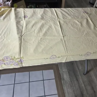 Handmade Embroidered Linen Purple Floral Design