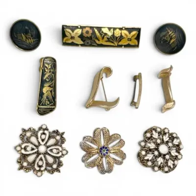 Damascene Clips, Brooches, Pins And More