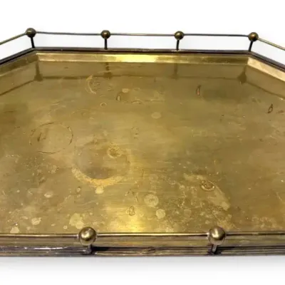 Hollywood Regency  Octagon Shaped Brass Tray 