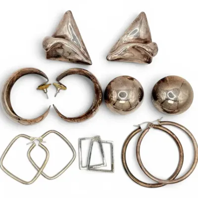 Sterling Silver Earrings (82g Total)
