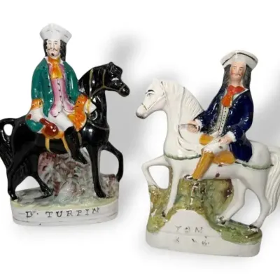 Antique Staffordshire “Tom King” & “Dick Turpin” Figures 