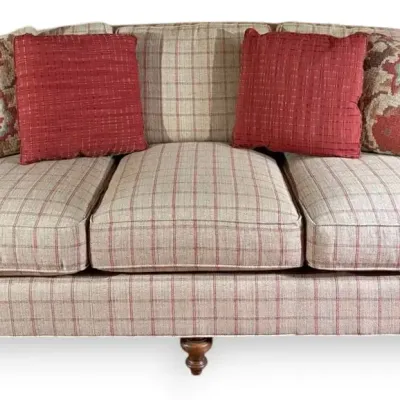 Taylor-King Beige Plaid Sofa