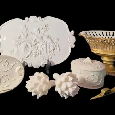 Italian Porcelain Wall Plaque, Gold Reticulated Basket, & More