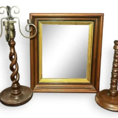 Vintage Mirror & Candle Holders 